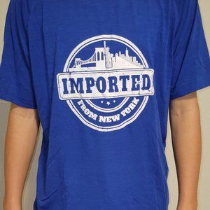 Imported from New York Royal Blue Sport Tek brand performance T-shirt